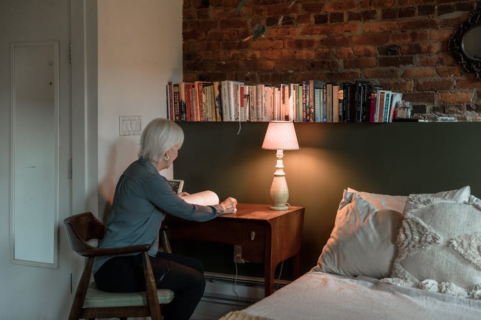 Person using a headset in a cozy, private room for a cam session