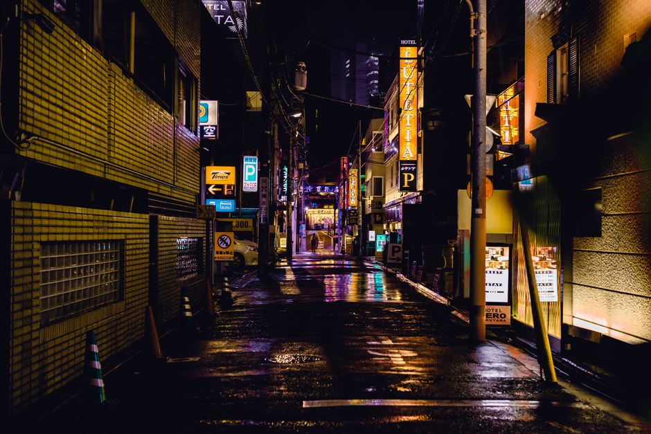 Tokyo neon streets at night