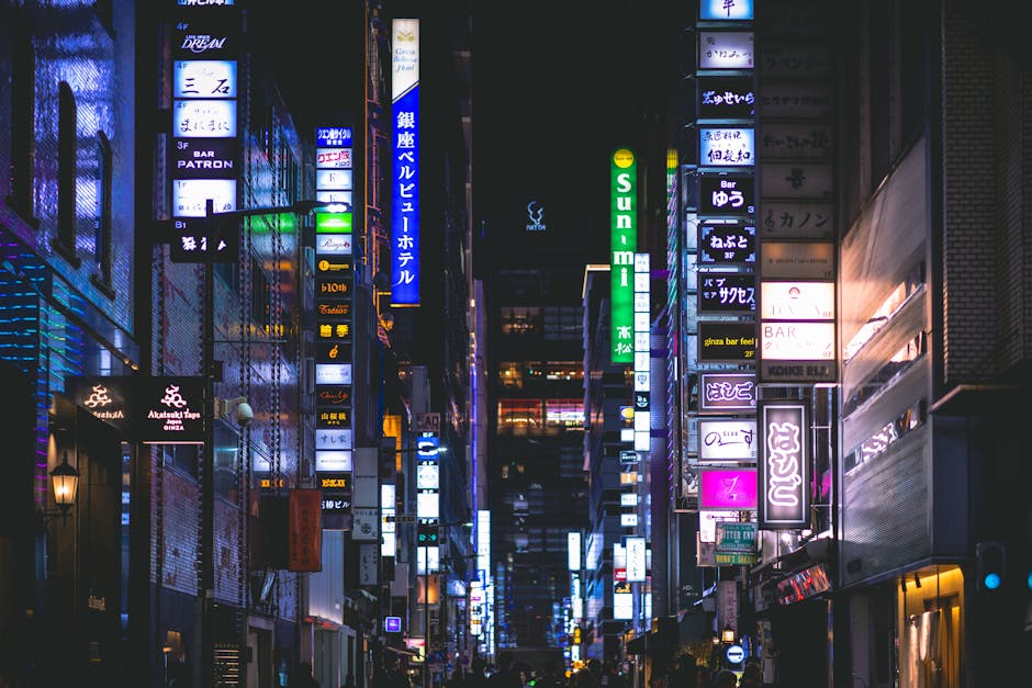Tokyo adult entertainment district neon lights 2026