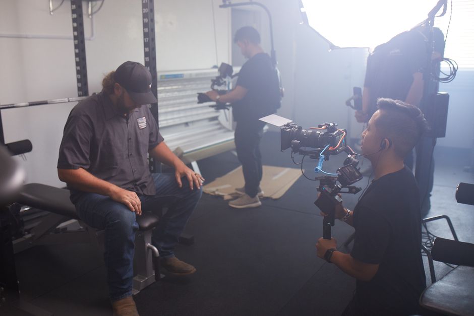 Behind-the-scenes film production crew