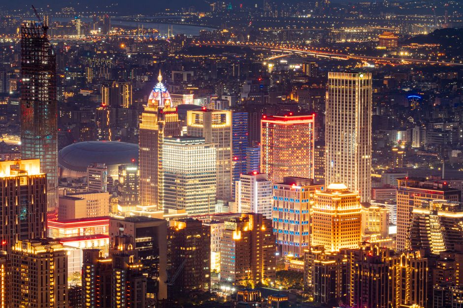 Taipei neon cityscape at night