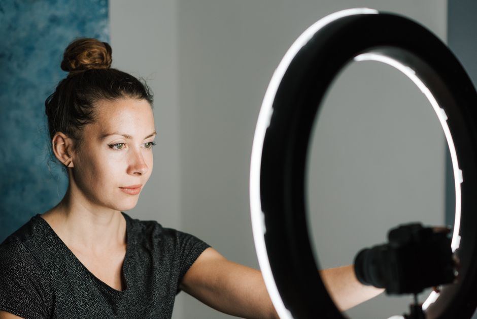 Professional creator studio setup with ring lighting