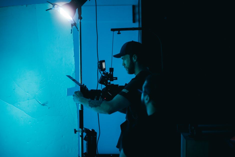 Professional adult film production studio behind the scenes