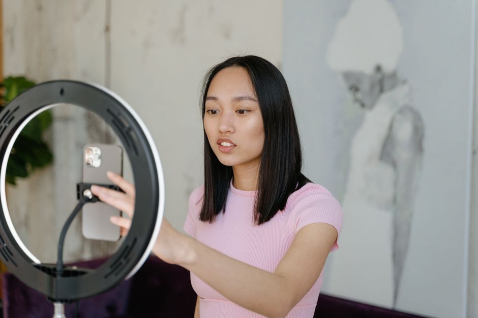 Live cam streaming setup with Japanese aesthetic lighting
