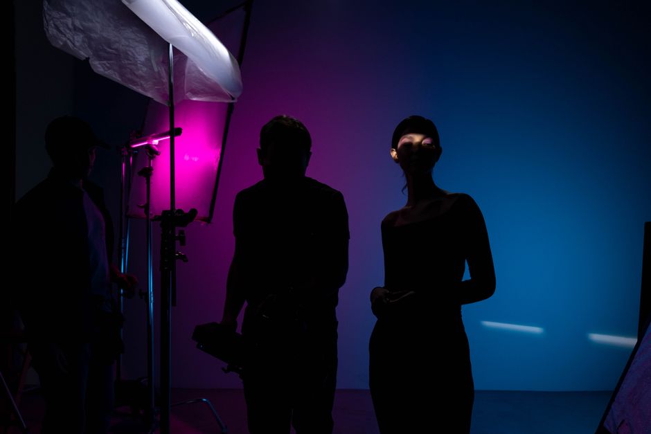 Live cam studio with neon lighting