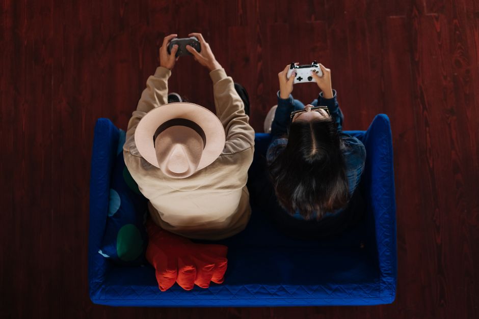 Couple enjoying adult gaming